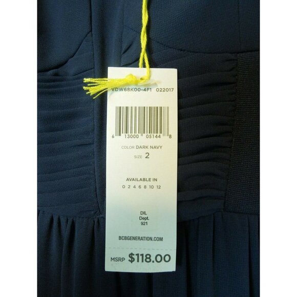 BCBG Generation Women's Navy Blue Cocktail Prom Evening Gown Dress Size 2 - Picture 2 of 12